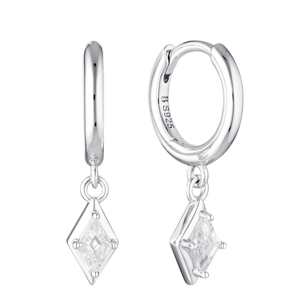Scintilla Drop Huggie Earrings - Silver