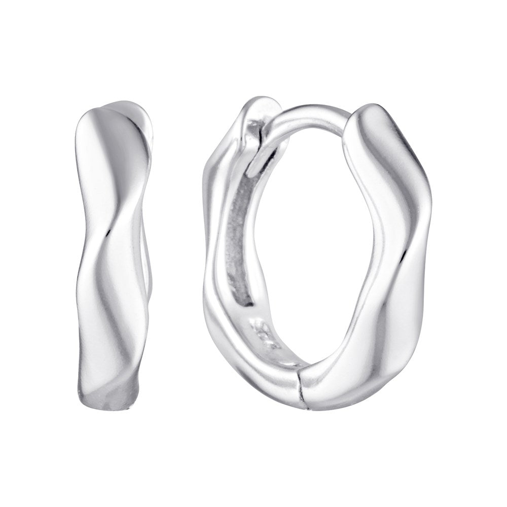 Zig Zag Huggie Hoop Earrings - Silver