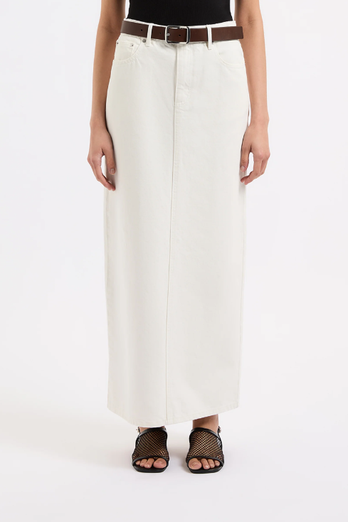 Organic Denim Maxi Skirt - Ecru