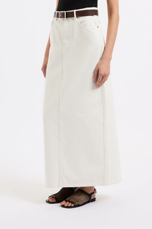 Organic Denim Maxi Skirt - Ecru