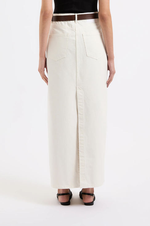 Organic Denim Maxi Skirt - Ecru