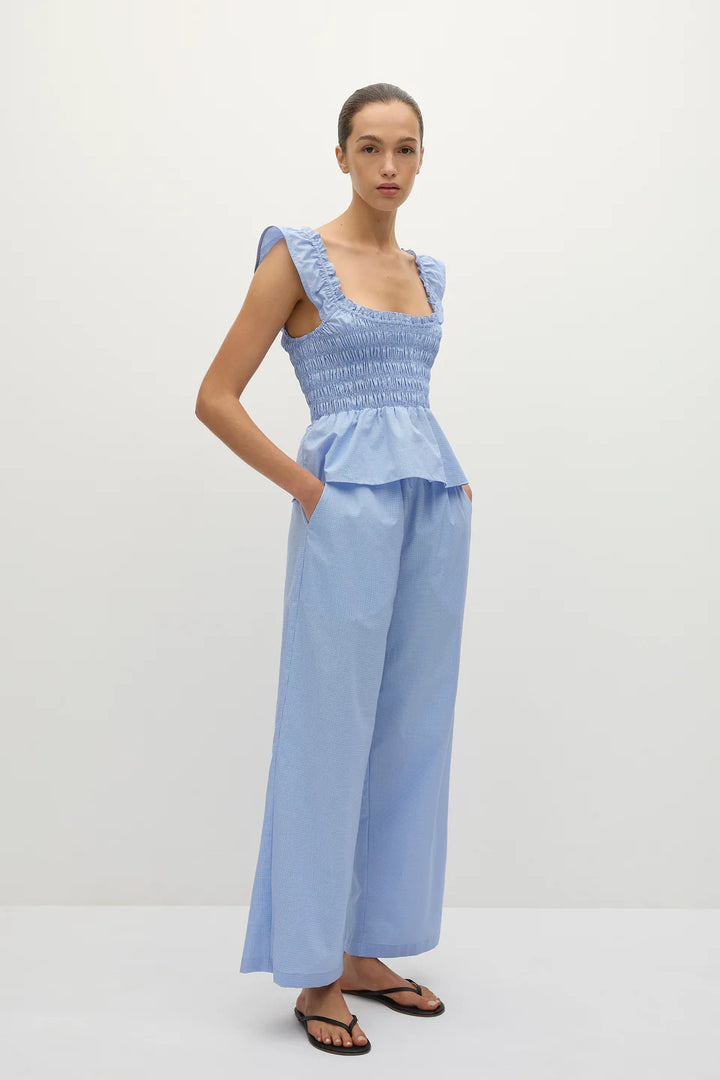 Martine Pant Micro - Gingham Soft Blue