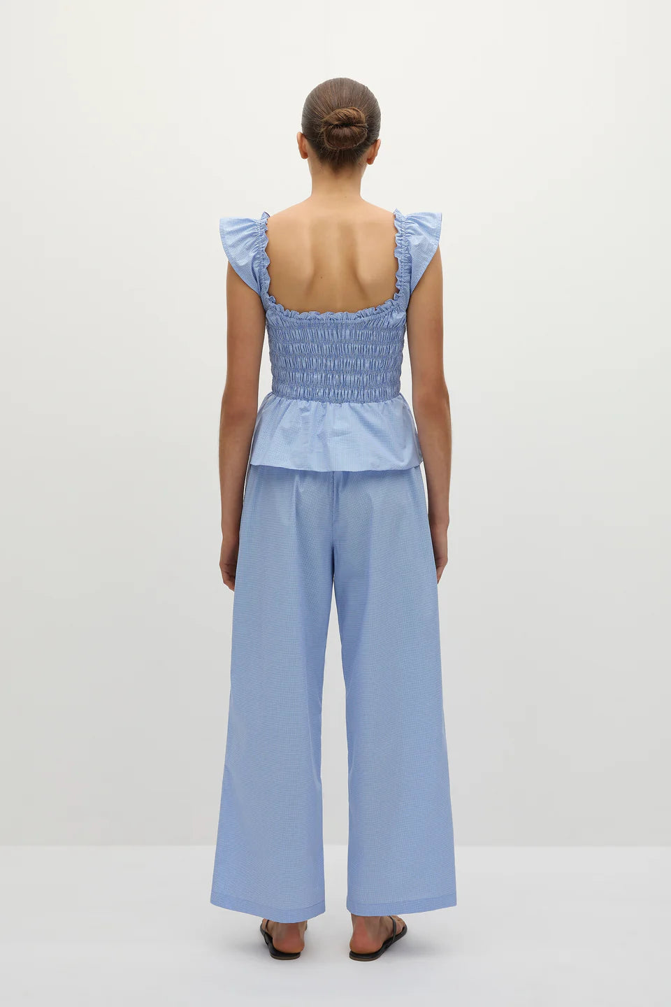 Martine Pant Micro - Gingham Soft Blue