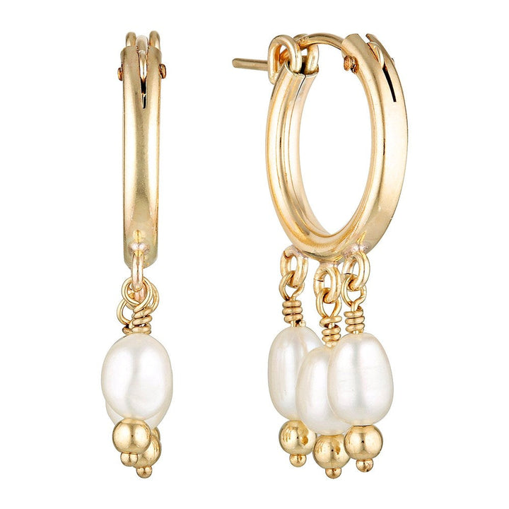 Sayonee Pearl Hoop Earrings - gold