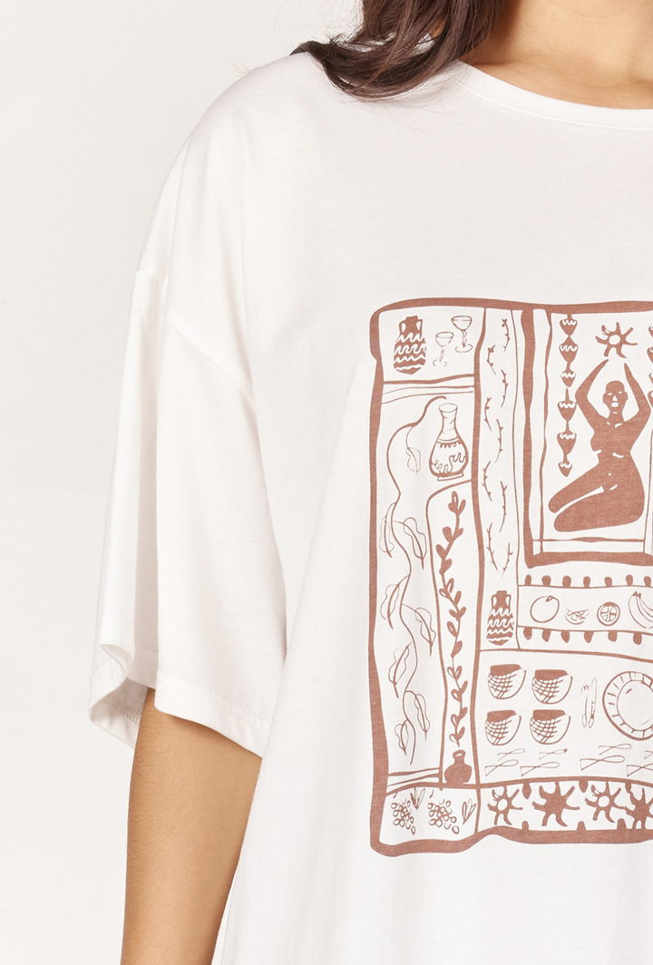 Vazo Tee - Ivory & Brown