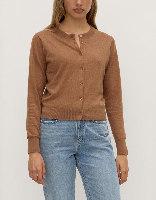 Semra Cotton Cashmere Cardigan - Fawn