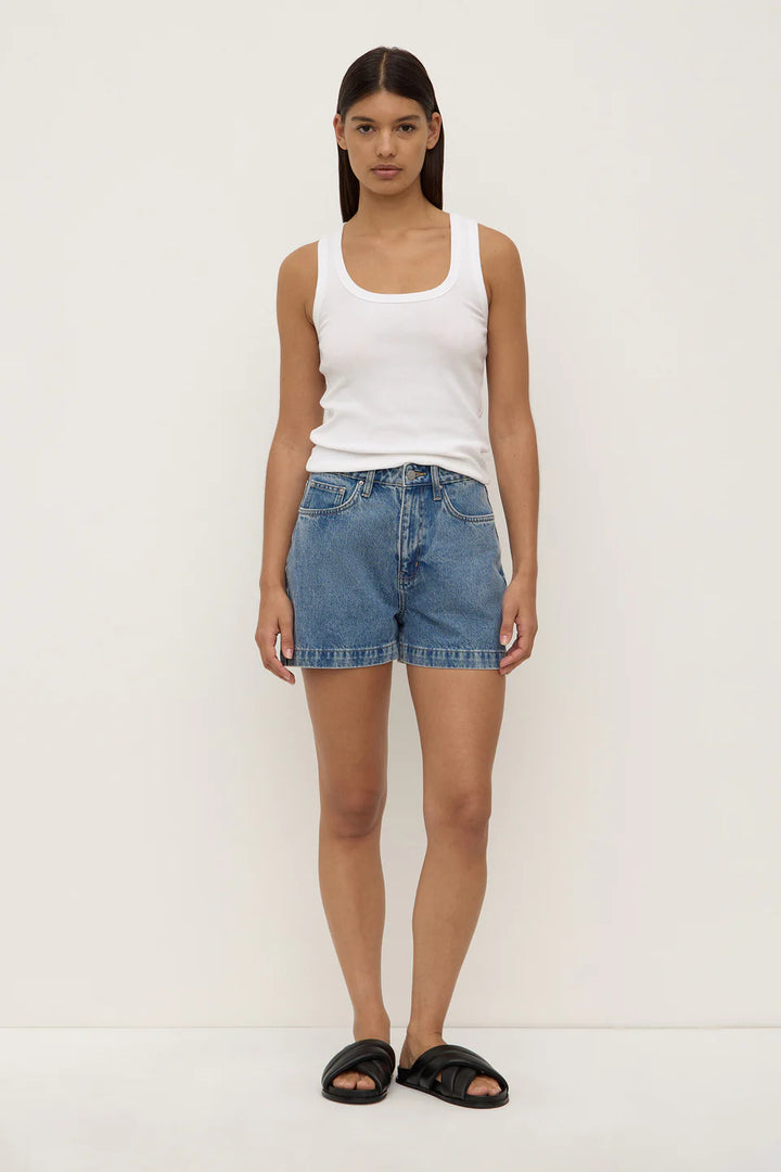 Boxy Denim Short - Dark stone
