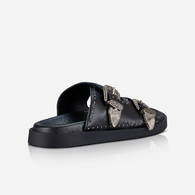 EASTWOOD STUD FOOTBED - BLACK/SILVER