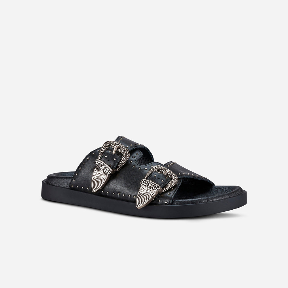 EASTWOOD STUD FOOTBED - BLACK/SILVER
