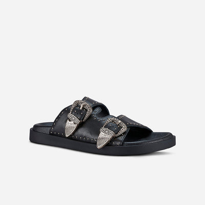 EASTWOOD STUD FOOTBED - BLACK/SILVER