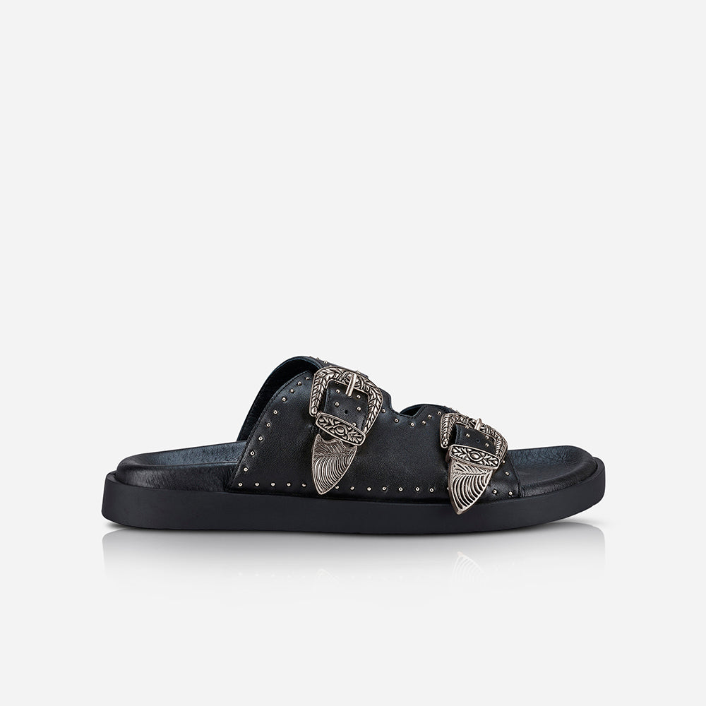 EASTWOOD STUD FOOTBED - BLACK/SILVER