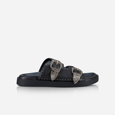 EASTWOOD STUD FOOTBED - BLACK/SILVER