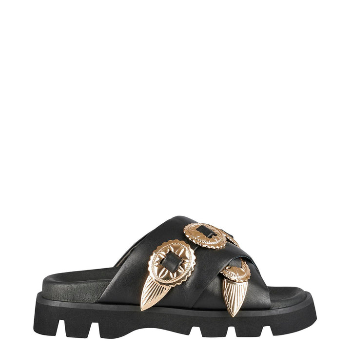 Concho Footbed - Black/Gold