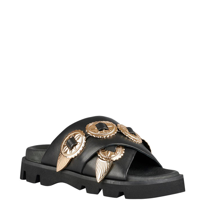 Concho Footbed - Black/Gold