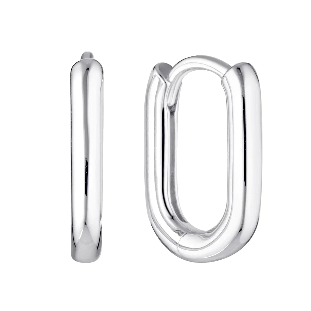 Siren Oval Hoop Earrings - silver