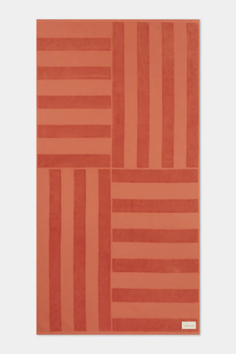 Jacquard Tile Beach Towel - Papaya