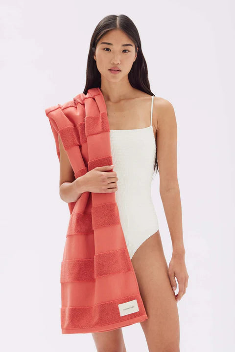 Jacquard Tile Beach Towel - Papaya