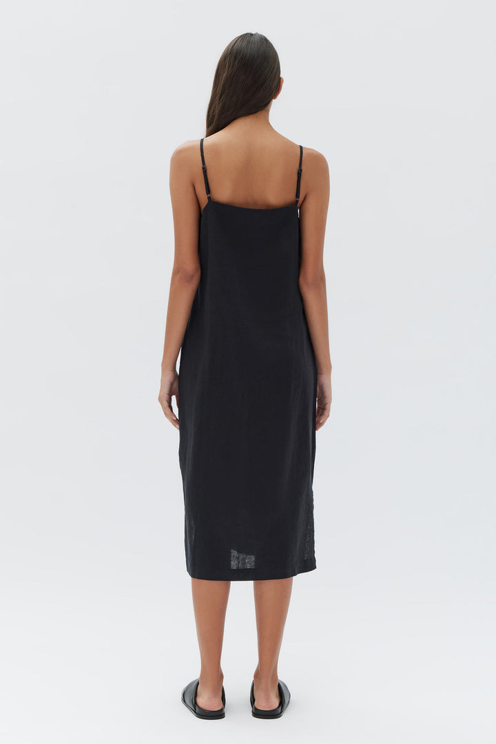 Linen Slip Dress - black