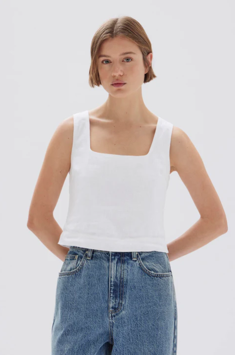 Georgina Linen Top - White
