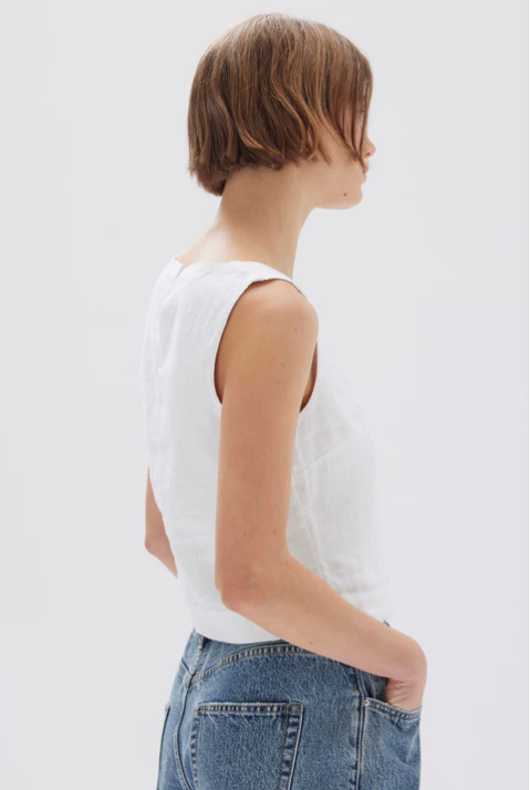 Georgina Linen Top - White