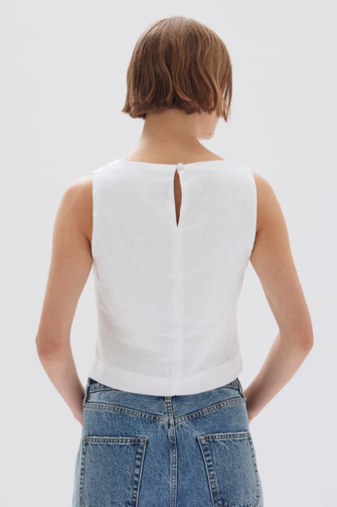 Georgina Linen Top - White