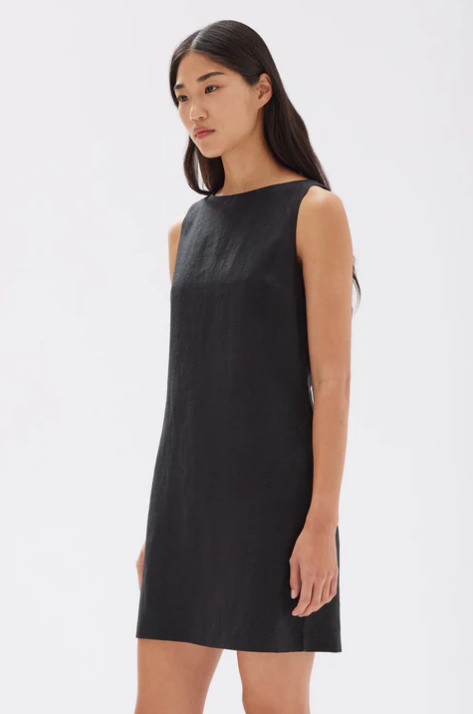 Nadine Linen Mini Dress - Black