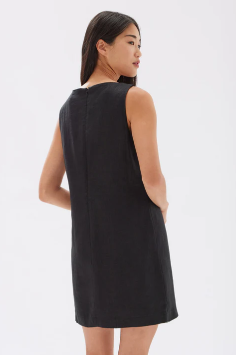 Nadine Linen Mini Dress - Black
