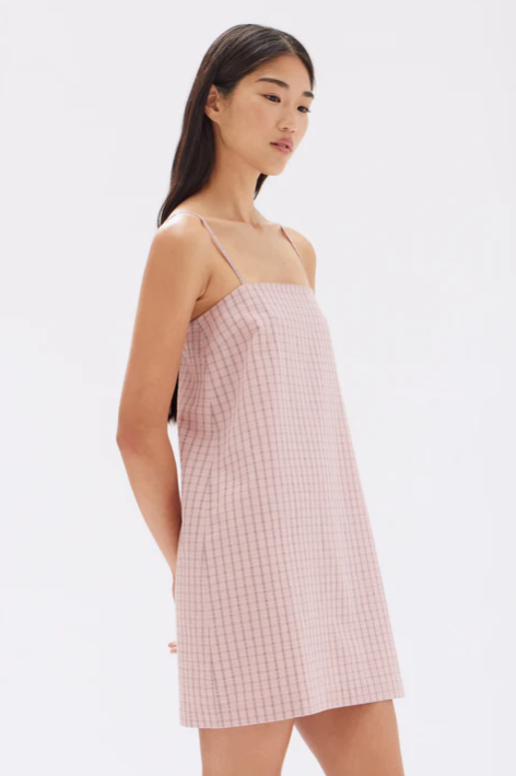 Emile Seersucker Mini Shift Dress - Pomello Check