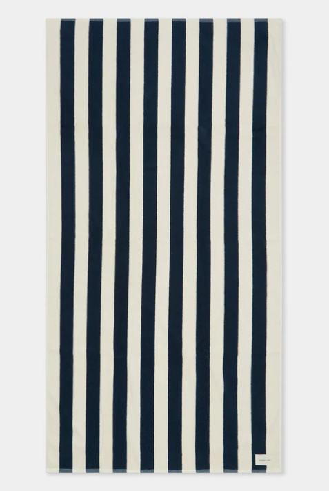 Cotton Stripe Beach Towel - True Navy/Cream