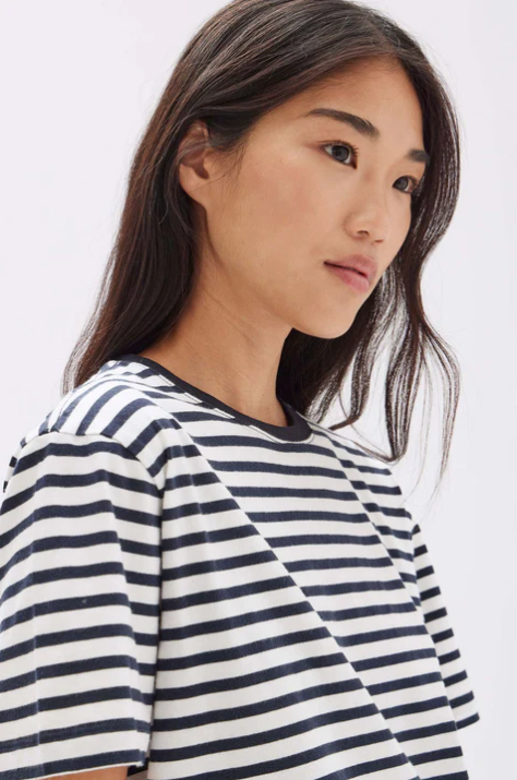 Harbour Stripe Short Sleeve Tee - True Navy/White