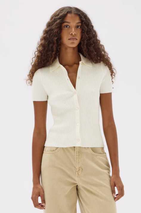 Harley Knit Short Sleeve Polo - Cream