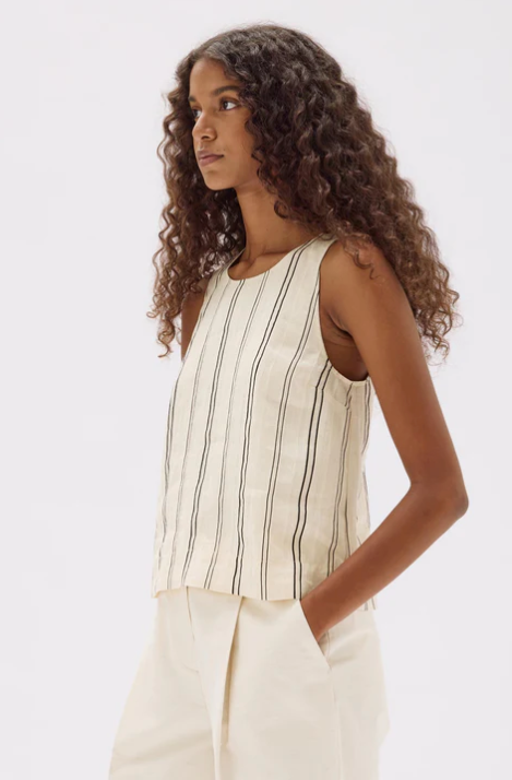 Milos Sleeveless Top - Cream/Black