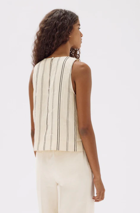 Milos Sleeveless Top - Cream/Black