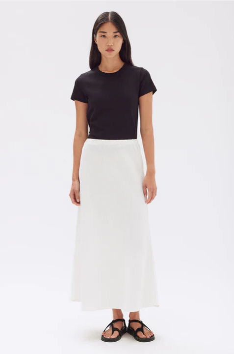 Stella Linen Bias Skirt - White