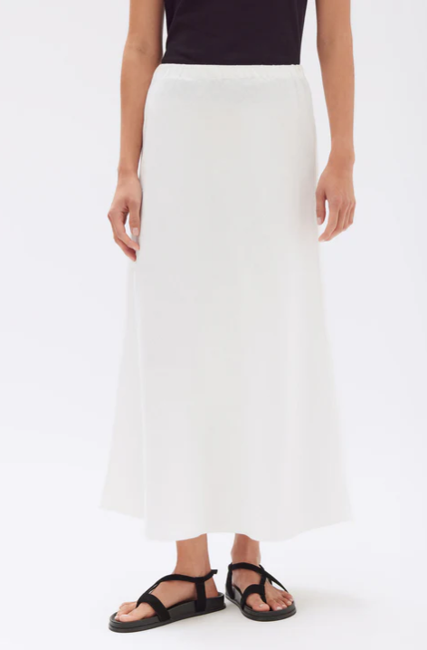 Stella Linen Bias Skirt - White