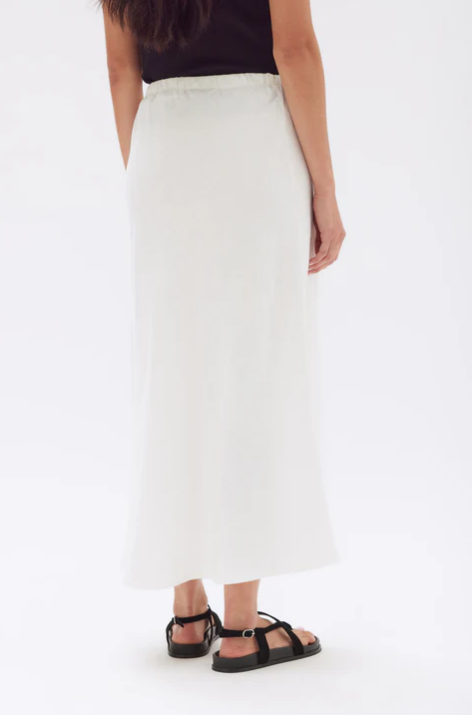 Stella Linen Bias Skirt - White