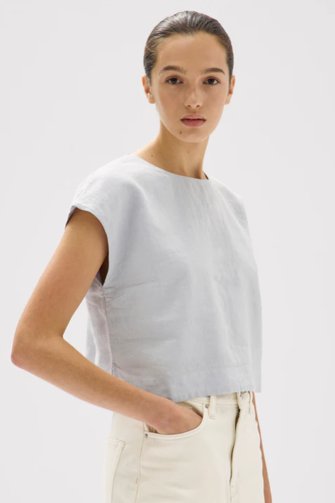 Tori Linen Top - Blue Haze