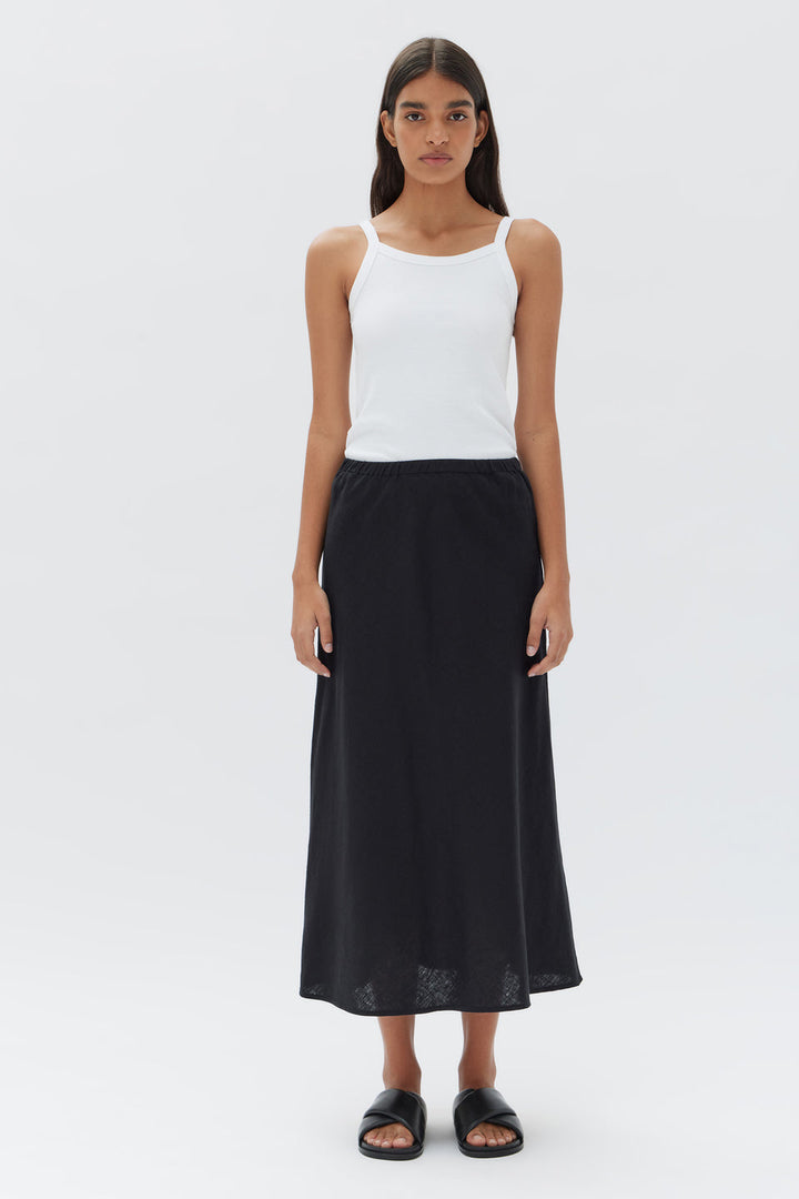 Stella Linen Skirt - Black