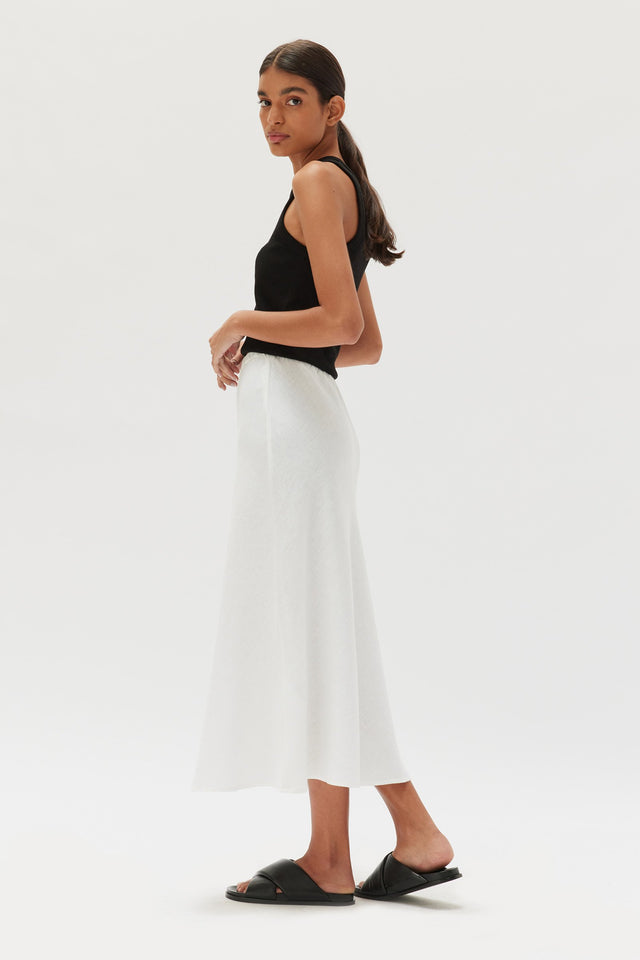 Stella Linen Skirt - White