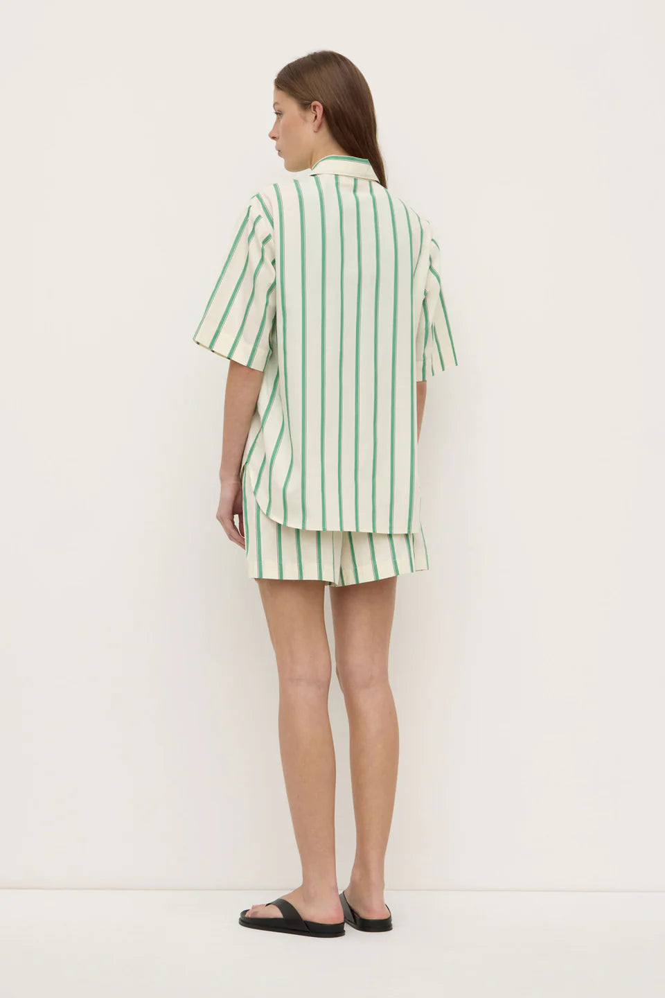 Agnes stripe short sleeve shirt - Butter/bright green