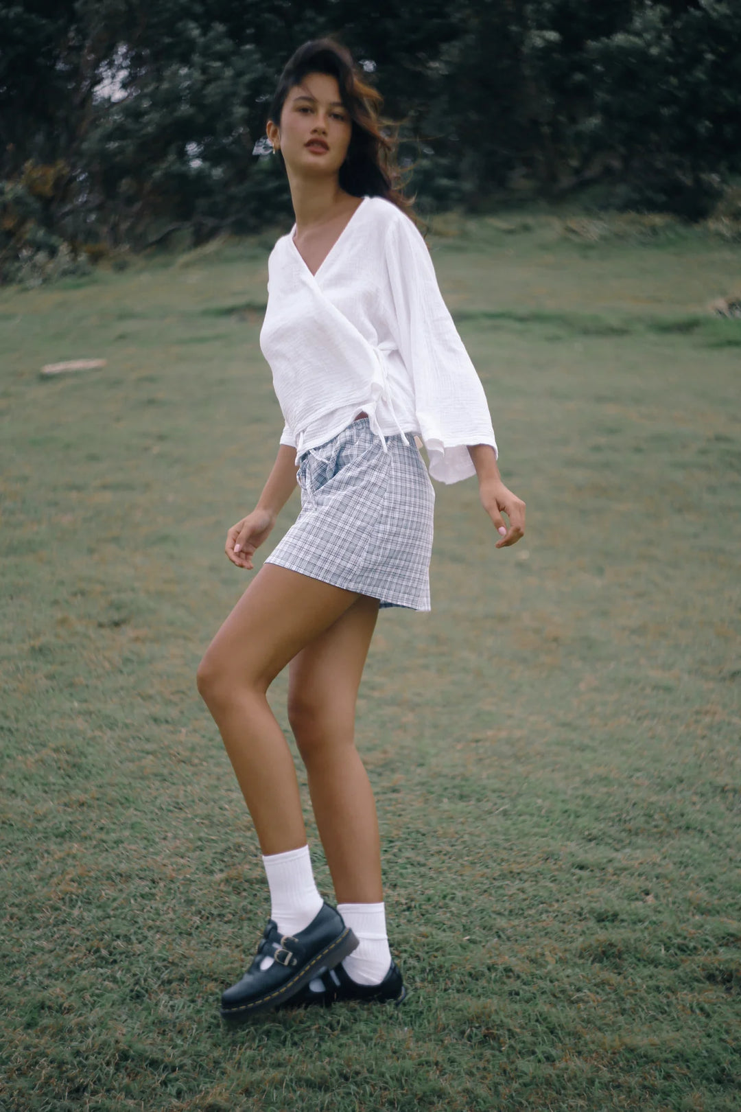 Fleur Skirt - Cloud Plaid