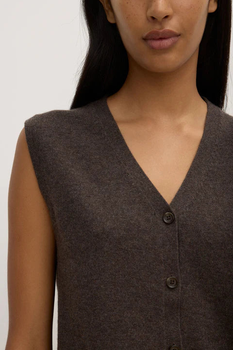 Lara Cashmere Knit Tank - Ganache Marle