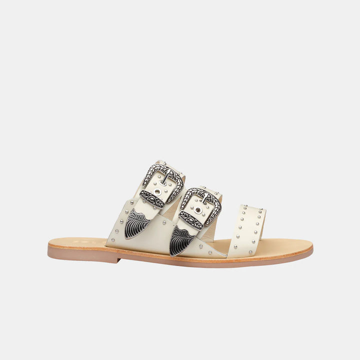 EASTWOOD STUD SLIDE OFF WHITE/SILVER