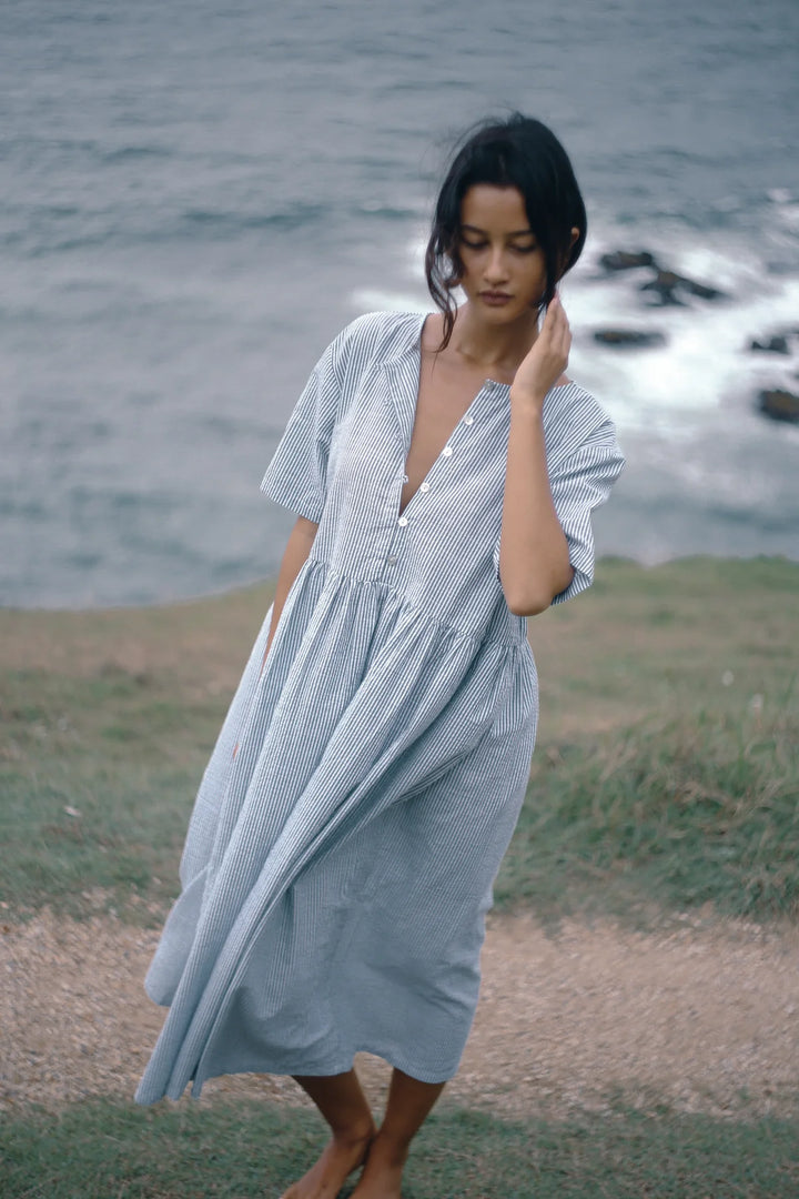 Darcey Midi Dress - Spirulina Stripe