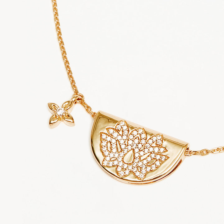 Gold Live In Your Light Lotus Necklace