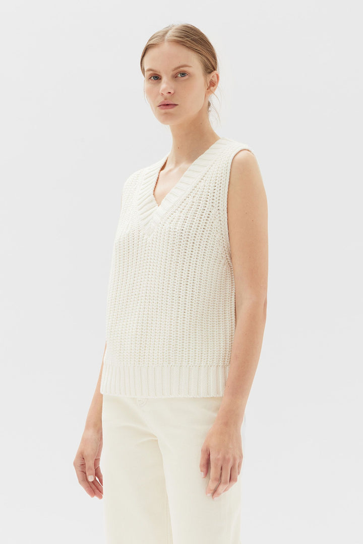 charlotte cotton knit vest - cream