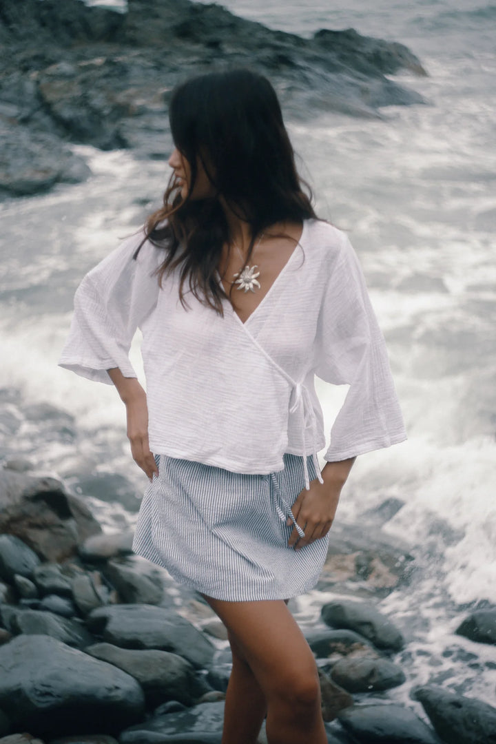 Ella Wrap Top - White