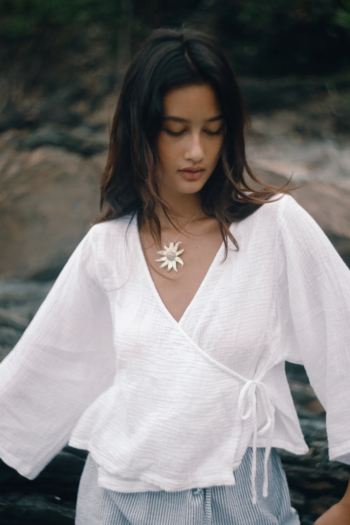 Ella Wrap Top - White