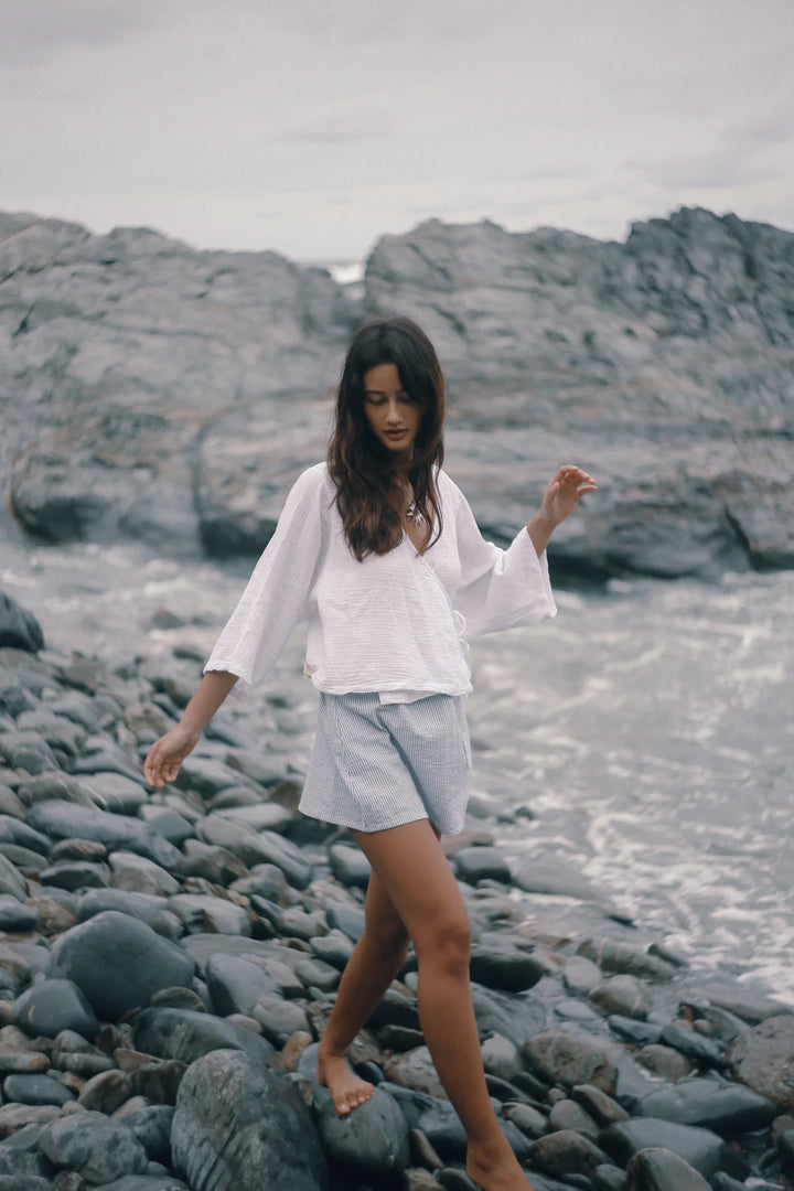 Ella Wrap Top - White