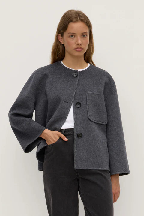 Camille Wool Cashmere Jacket - Charcoal Marle